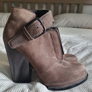 Alexander Wang Luca Lace Up Brown Leather Heels Ankle Bootie Size 37